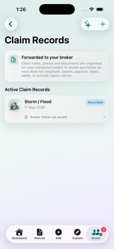 Claims records list